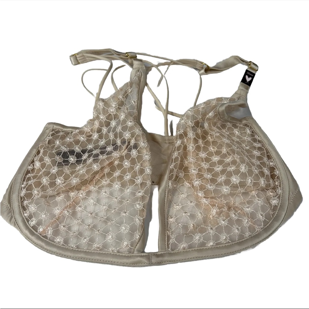 New Victorias Secret 32ddd Unlined Plunge Bra Beige Starburst Side Closure #1964